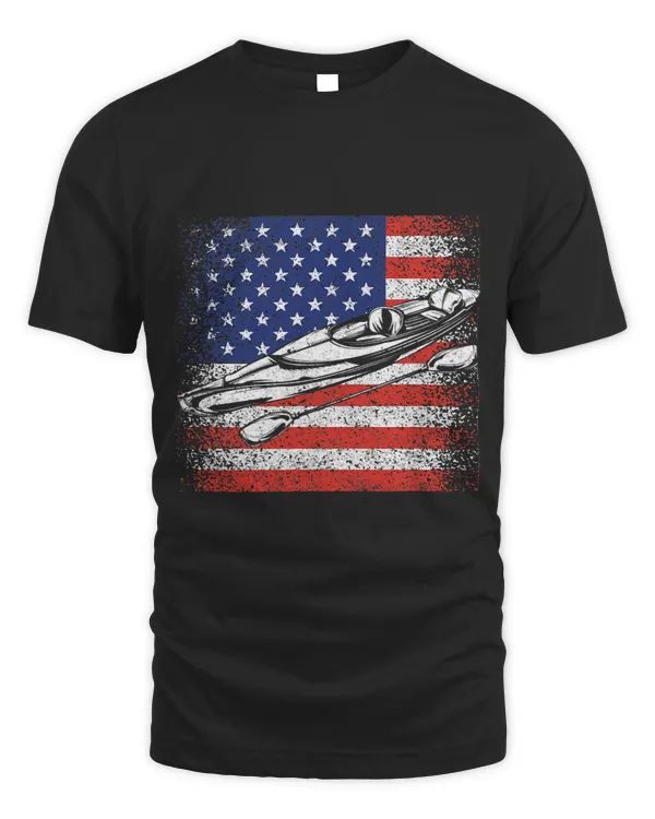 Funny American Canoe Kayaking Patriotic Kayak USA Flag