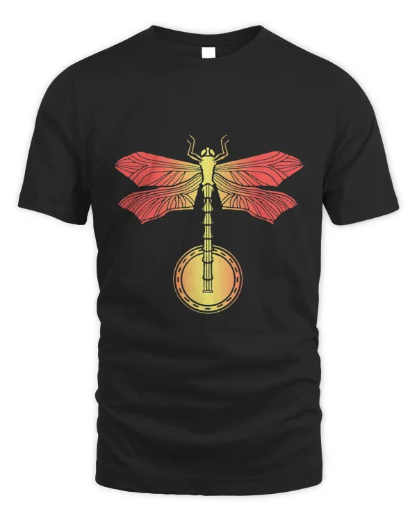 Banjo Dragonfly Artistic Illustration Vintage Retro Graphic