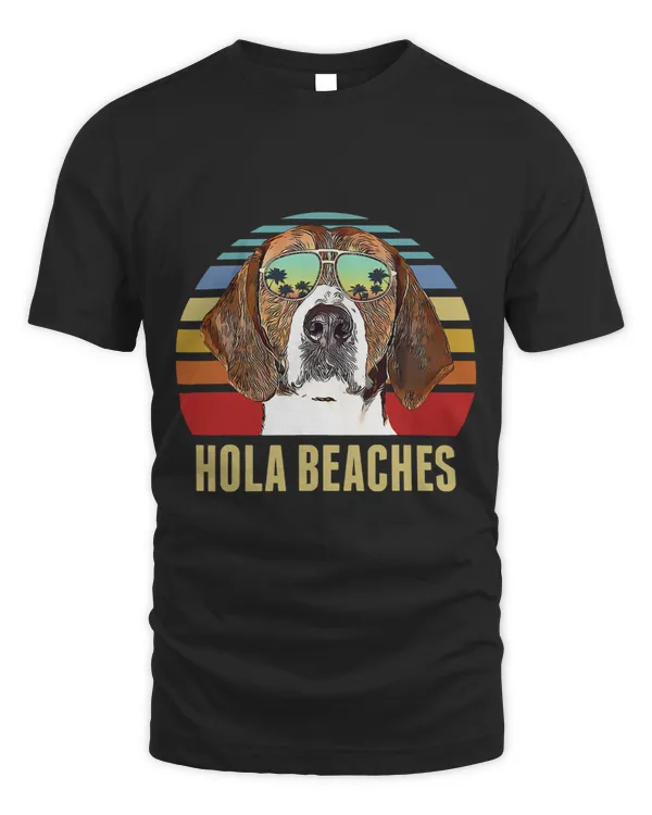 Hola Beaches American Foxhound Dog Funny Beach Summer