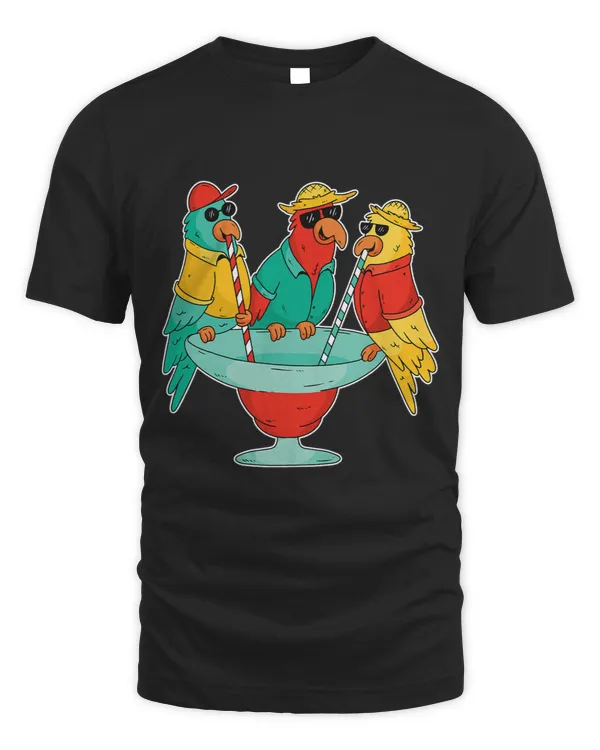 Funny Parrots Drinking Birds Hawaii Tropical Bird Lover Gift