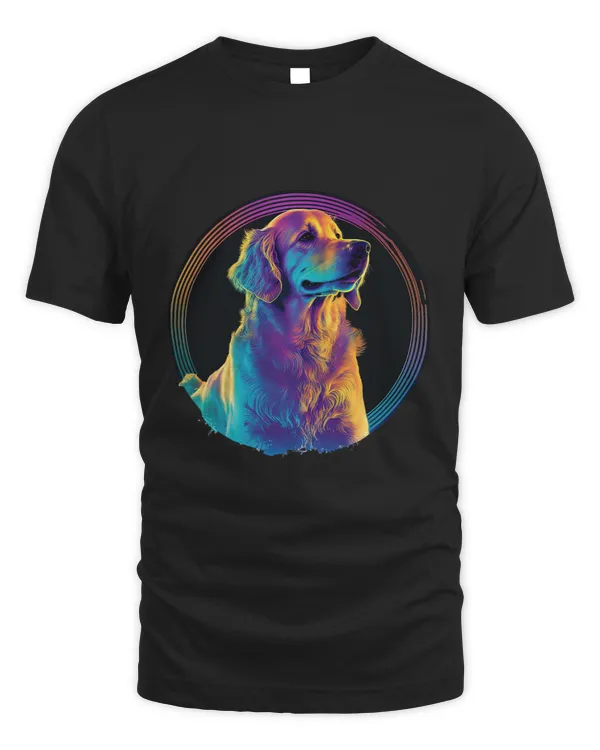 Golden Retriever Synthwave 80s Retrowave Aesthetic 3