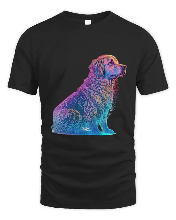 Golden Retriever Synthwave 80s Retrowave Aesthetic