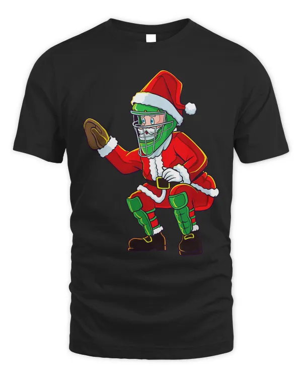 Baseball Christmas Santa Claus Catcher Boys Girls Kids Xmas