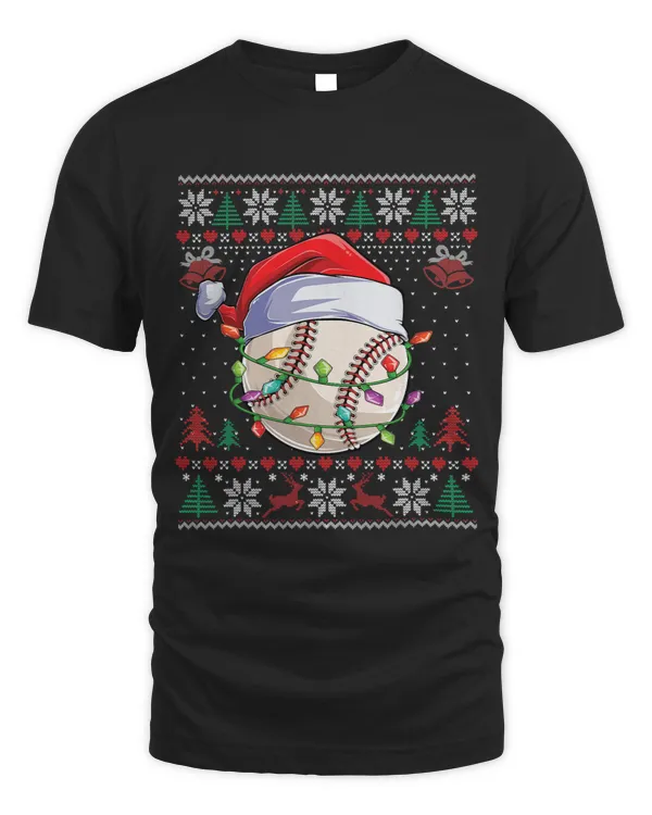 Baseball Christmas Ugly Sweater Funny Santa Sport Men Kids