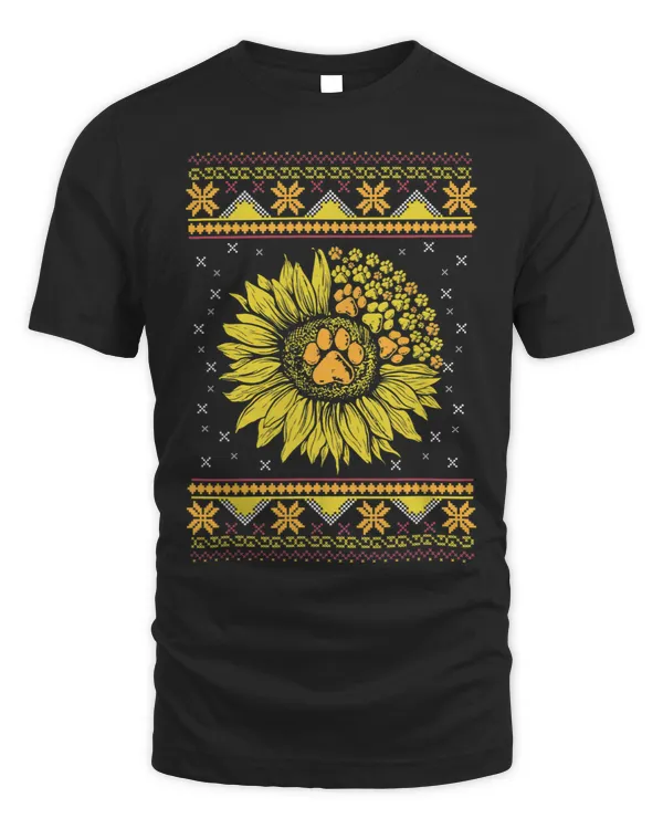 Sunflower Dog Paw Print Ugly Xmas Cool Christmas Gifts