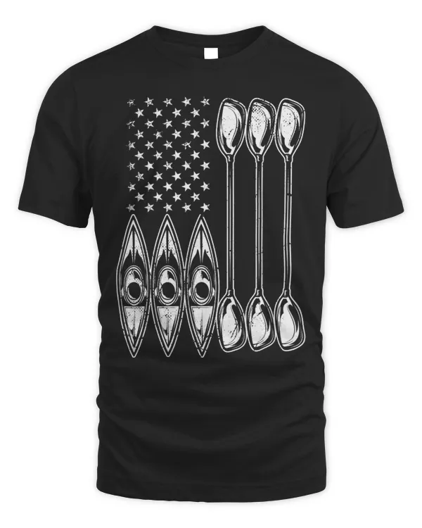 Canoeing Lake Kayak Water Sports Fun USA Flag Stars