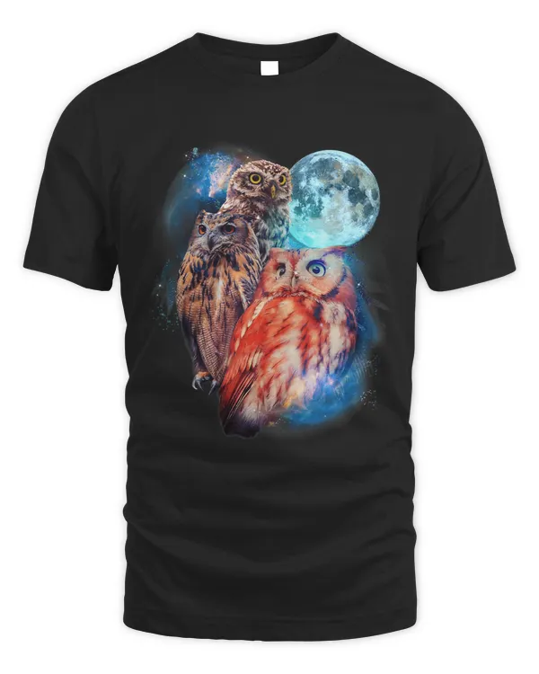 3 Moon Owl Funny Nocturnal Birds Of Prey Graphic Art Humor