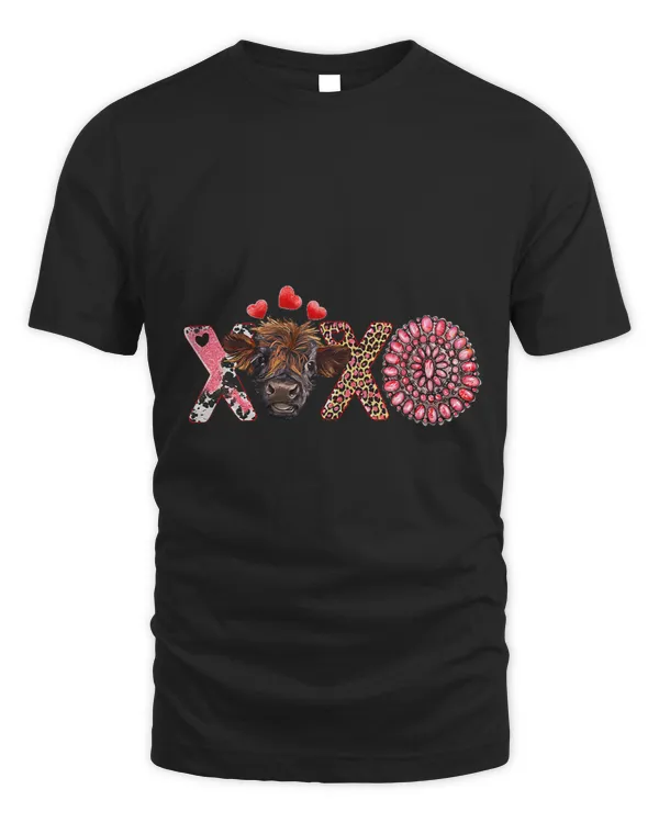 Highland Cow With Heart Western Cowhide Leopard Valentine
