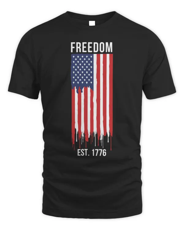 American Flag 4th of July Freedom EST. 1776 Graffiti