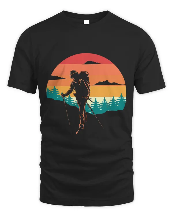 Hiking Hiker Vintage Retro Sunset