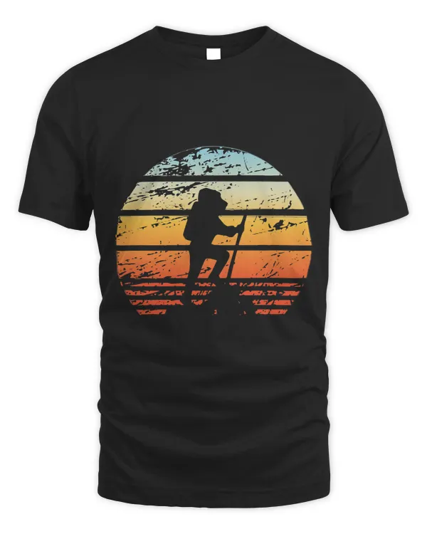 Hiking Mountains Vintage Retro Hiker