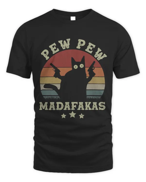 Vintage Pew Pew Madafakas Funny Crazy Black Cat Halloween