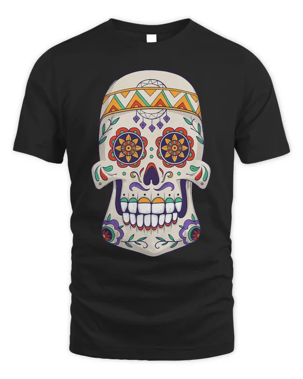 Hippie Sugar Skull Calavera Hippy Peace Bandana Headband