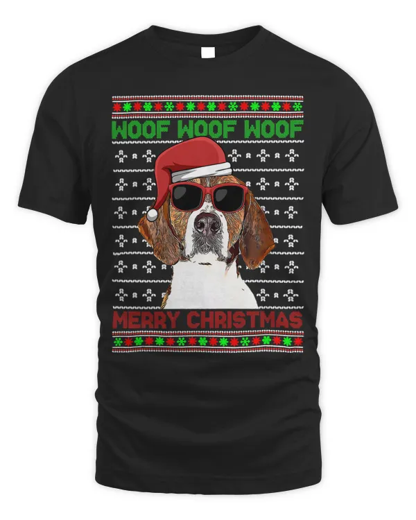 American Foxhound Dog Funny Woof Merry Christmas