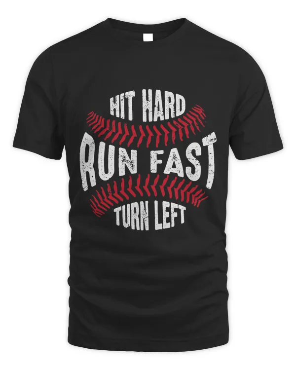 Hit Hard Run Fast Turn Left Softball Baseball Player 3