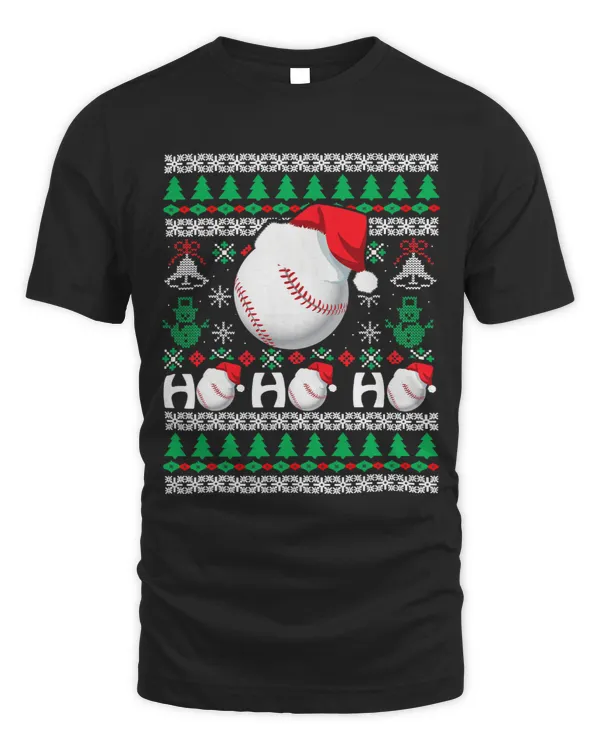 HO HO HO Baseball Ugly Christmas Sweater santa Hat Gifts Boy