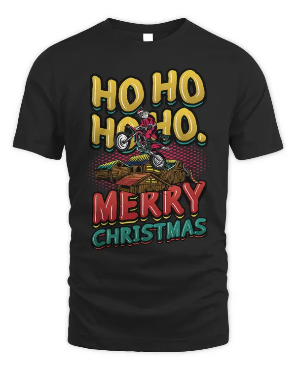 Ho Ho Ho Ho Merry Christmas Santa Riding Dirt Bike