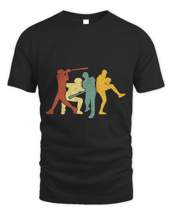 Baseball Retro Vintage Catcher Pitcher Batter Boys Men Sport