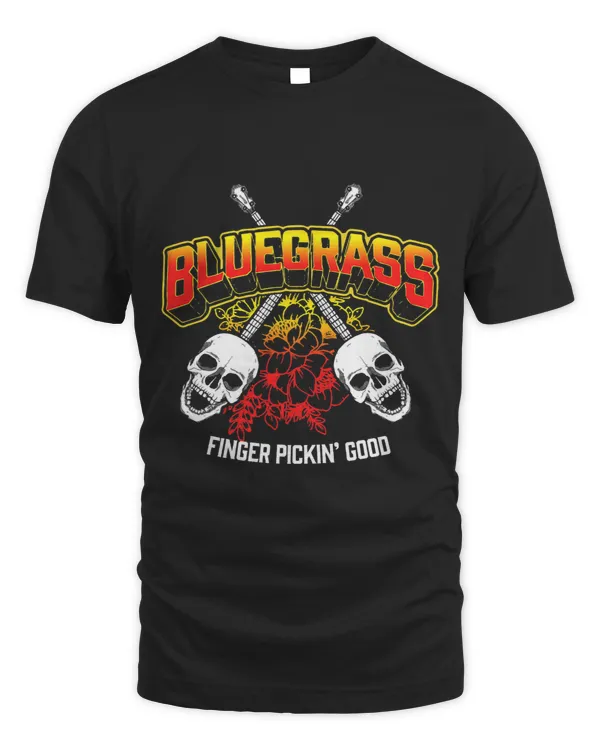 Bluegrass Finger Picking Good Skull Banjo Vintage Rock