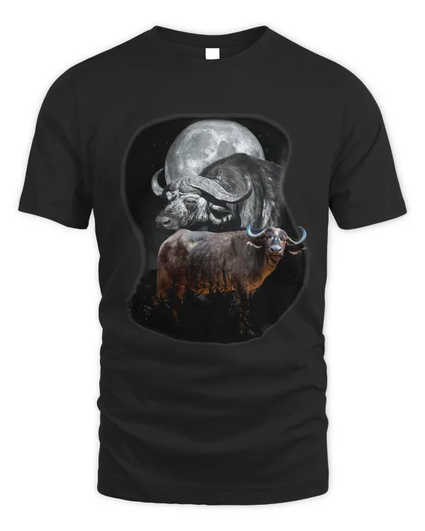 Africas Cape Buffalo Safari Animal Wildlife Moon Artwork