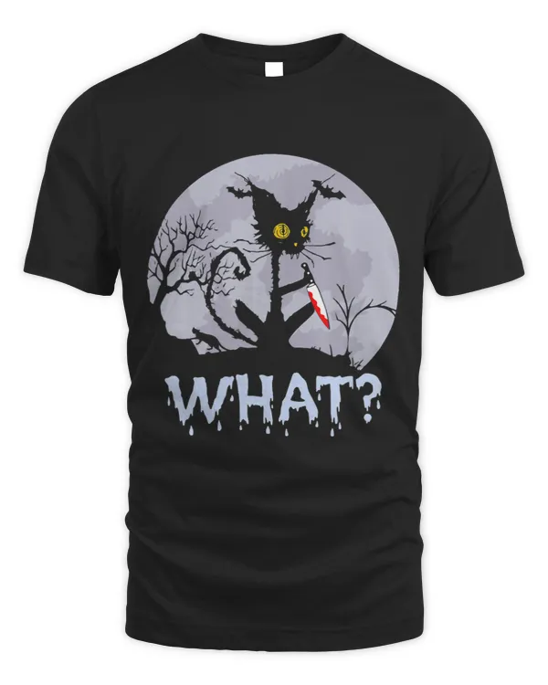 Funny Black Cat What Holding Bloody Knife