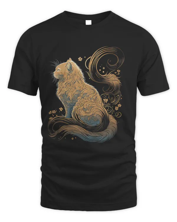 Surrealism Japanese Painting Asian Semilong hair cat