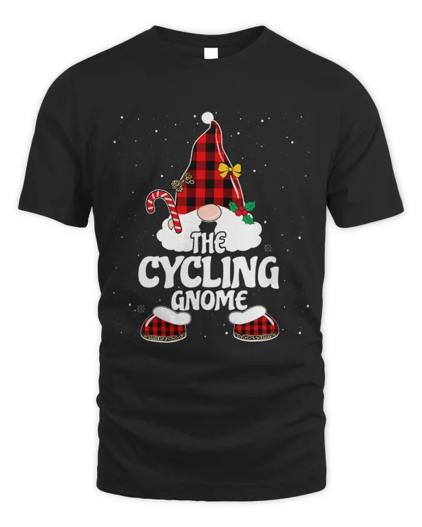 Cycling Gnome Buffalo Plaid Matching Family Christmas Pajama