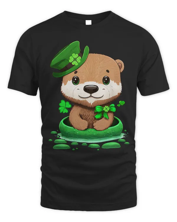 St Patricks Day Otter shamrock leprechaun Go Lucky Boys Men
