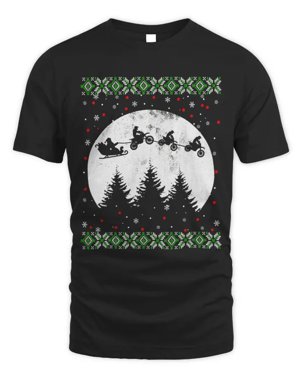 Christmas Dirt Bike Santa Riding Dirt Bike Sleigh Xmas Biker