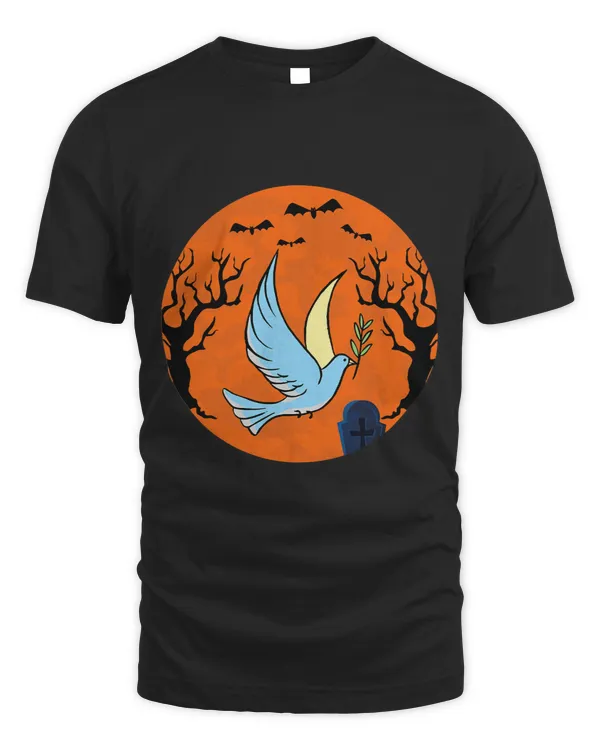 birds Pigeon halloween with moon