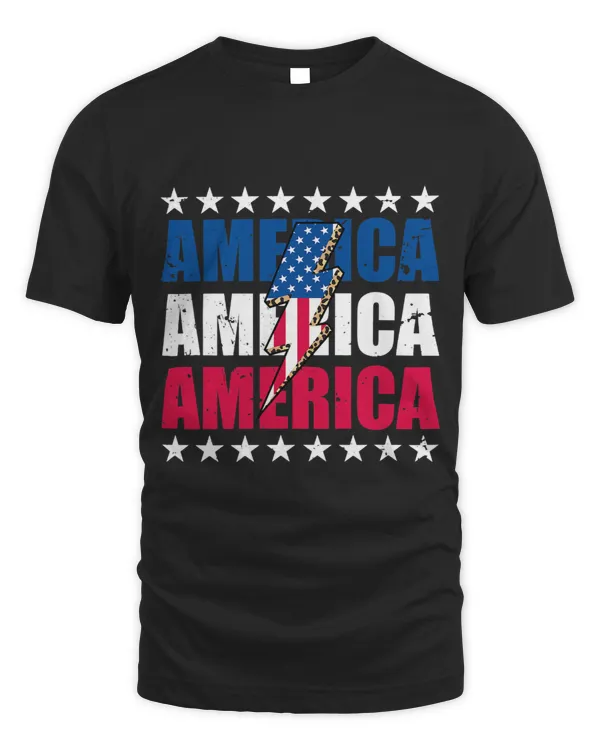 America Cheetah Leopard Lightning 4th of July Patriotic