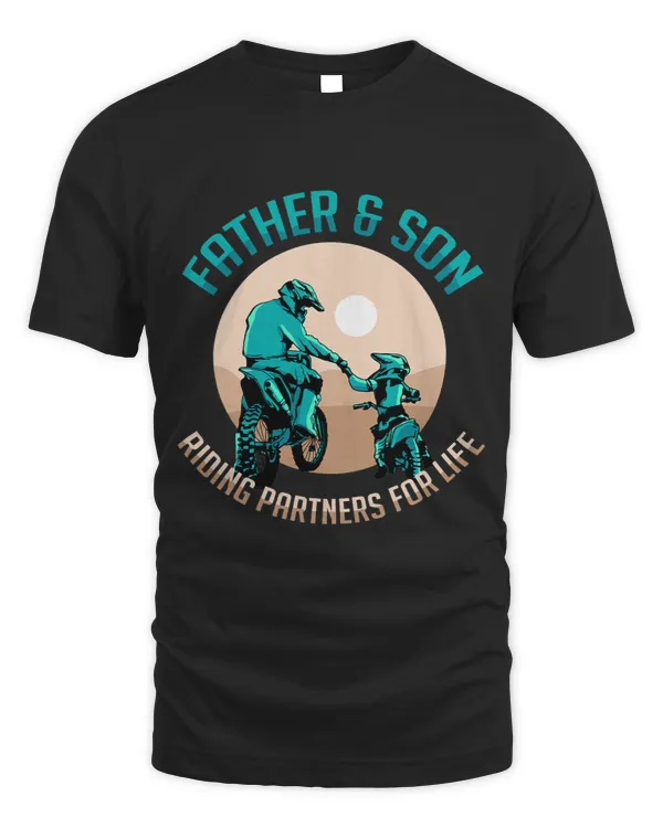 Father and son partner dirt bike motorcross