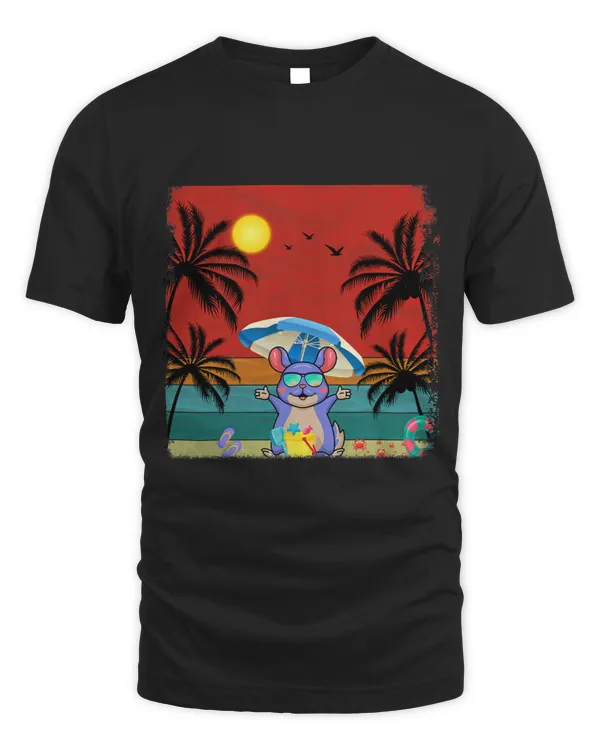 Beach Coconut Tree Retro Graphic Chinchilla Lover Summer