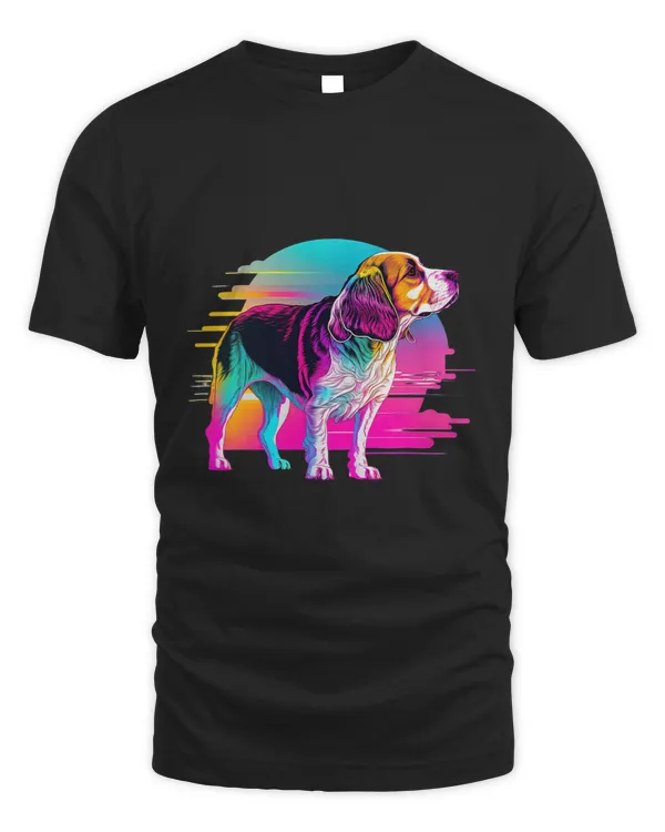 Beagle Synthwave 80s Retrowave Aesthetic 3