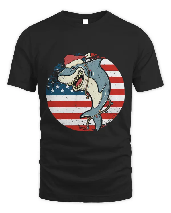 Shark Santa Claus Christmas Patriotic USA America Xmas