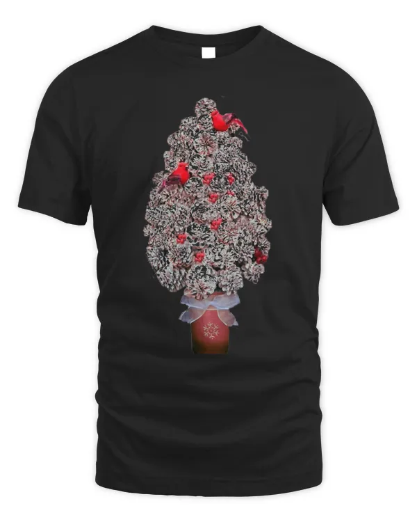 Beautiful Pinecone Art Christmas tree with red birds