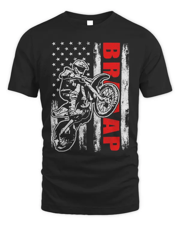 Braaap American Flag Dirt Bike Shirts US Patriotic Men Boys