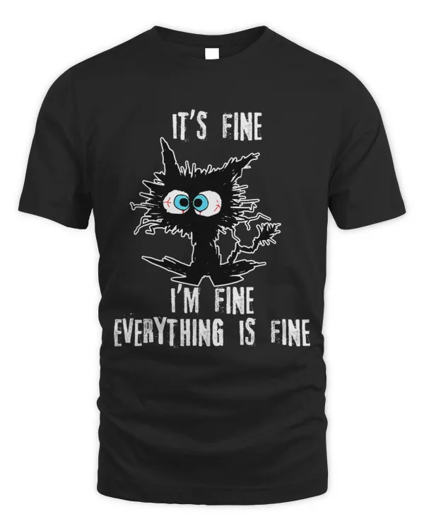 Its Fine Im Fine Everything is Fine Black Cat Women Funny 2