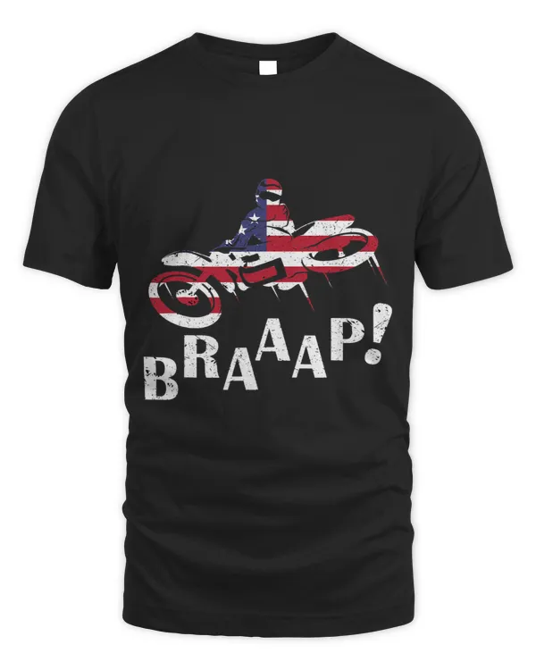 Braaap Vintage American Flag Funny Dirt Bike