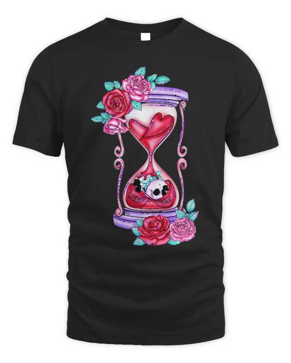 Hourglass Rose Skull Gothic Goth Valentines Day