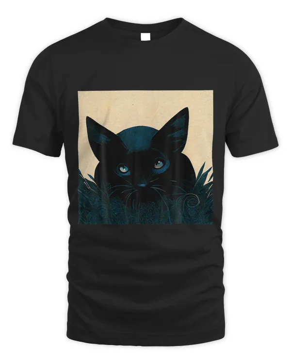 Artistic Painting Of Black Cat In Summer Grass