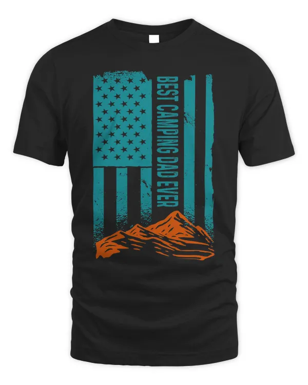 Best Camping Dad Ever Fathers Day US American Flag Dad Men