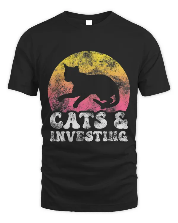 Funny Cats Investing Vintage Retro Hobby