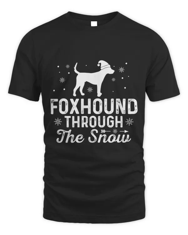 FOXHOUND through the snow Funny Christmas New Year Dog