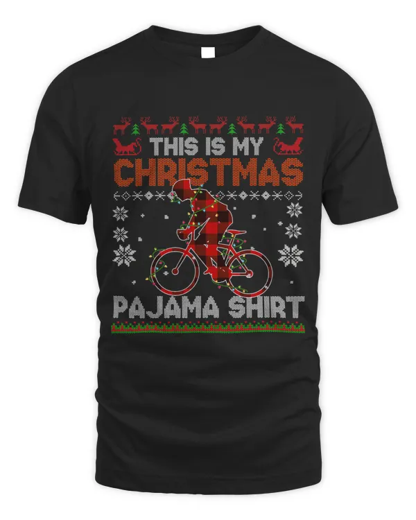 Buffalo Plaid Cycling Christmas Pajama Ugly Sweater