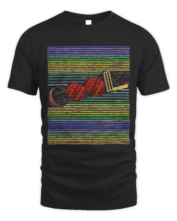 COOL Cricket Retro Graphic with Bat Ball Stumps Vintage Look