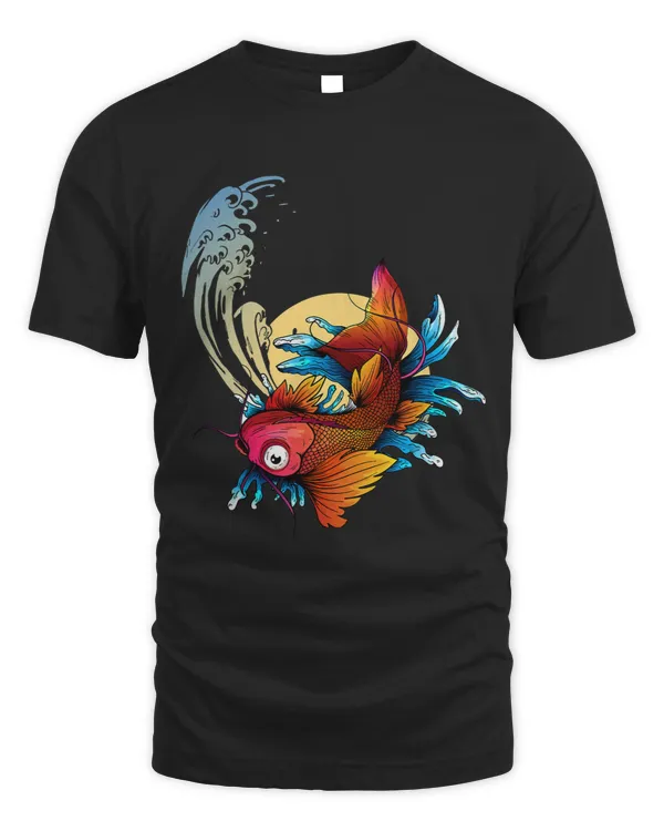Japanese Koi Carp Sakura Waves Japan Moon Japanese Fish