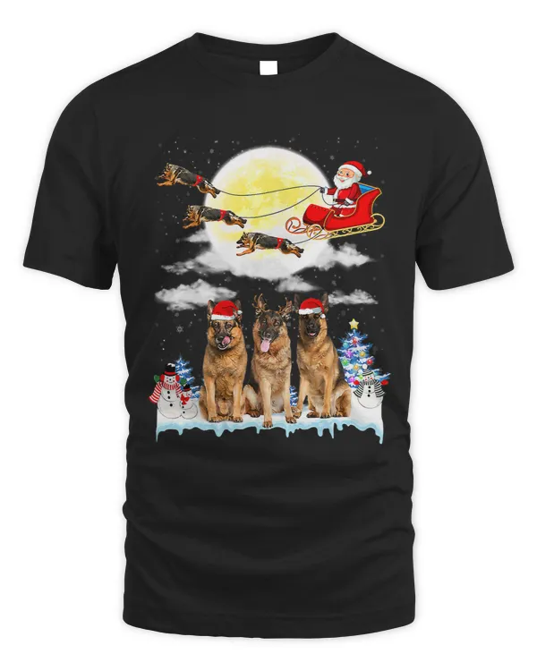German Shepherd Funny Reindeer Christmas Moon Santa Dog