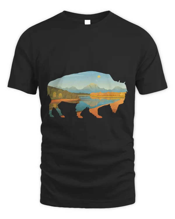 American Landscape Buffalo Vintage Yellowstone Bison