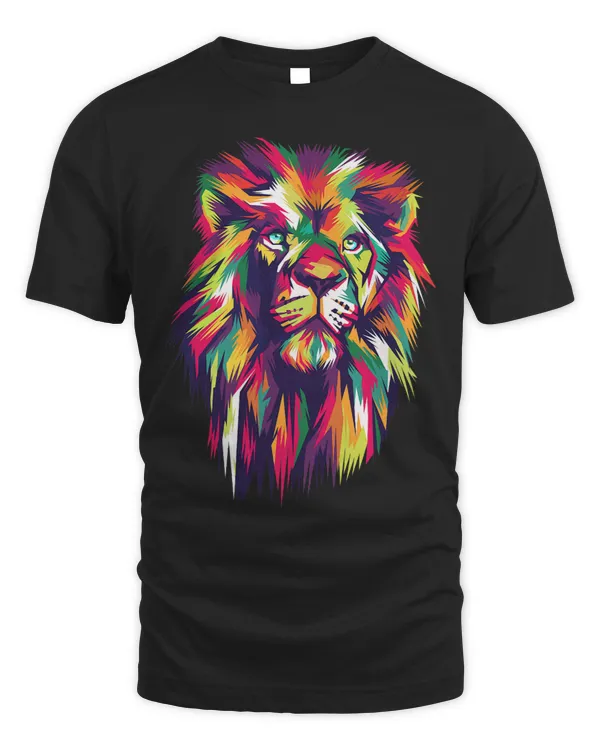 Bright Colorful Cool Lion Head Face Pop Cool Art Style